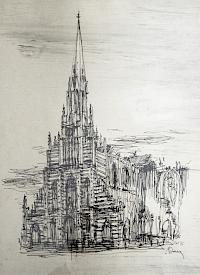 Kerk O.L.V. ter Sneeuw na bombardement, gedateerd 1947