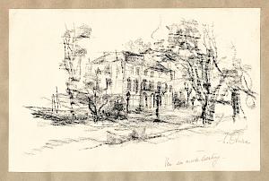 Houtskooltekening in 1948 geschonken aan medeleerlinge in Ter Kameren, Andrée Dumont. Vandaar de mededeling op de tekening 'van een medeleerling'. Het kasteel is voorlopig nog niet gevonden.